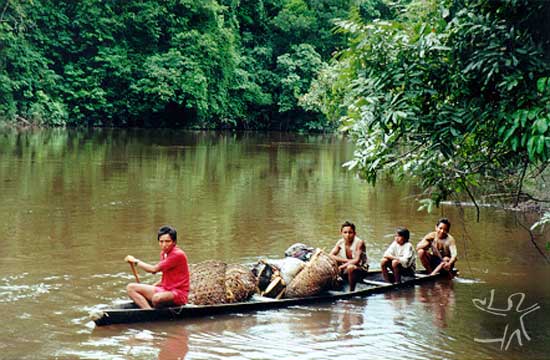Índios Deni levam produtos da floresta para vender na cidade de Itamarati. Foto: Rodrigo Padua Rodrigues Chaves, 1999.