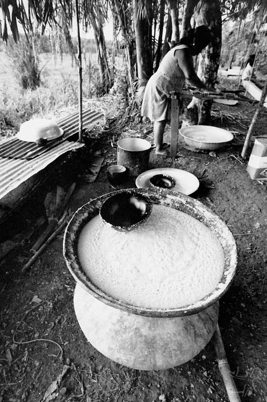 Preparando caxiri. Foto: Vincent Carelli, 1982.