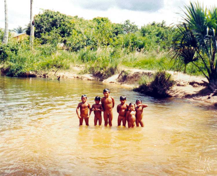 Banho de rio na TI Karitiana. Foto: Felipe Ferreira Vander Velden, 2003.