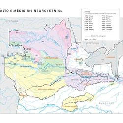 Representação da diversidade étnica do Médio e Alto Rio Negro. Devido às caracteríticas sócio-culturais da região, no entanto, não há como não fazê-lo sem simplificações. Muitos povoados são ocupados por várias etnias, que algumas vezes utilizam não só lí noroeste_1