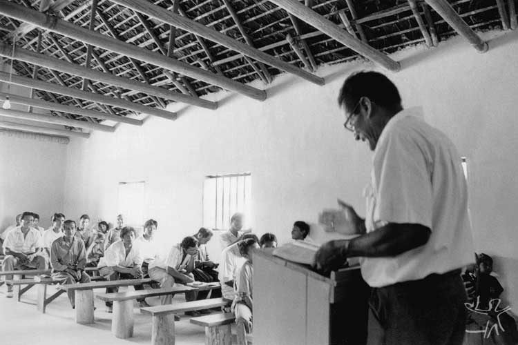Culto dominical na Comunidade Panã-panã, no Alto Içana. Foto: Beto Ricardo, 1998