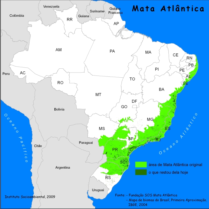  Fundação SOS Mata Atlântica e Mapa de biomas do Brasil. Primeira Aproximação. IBGE, 2004.