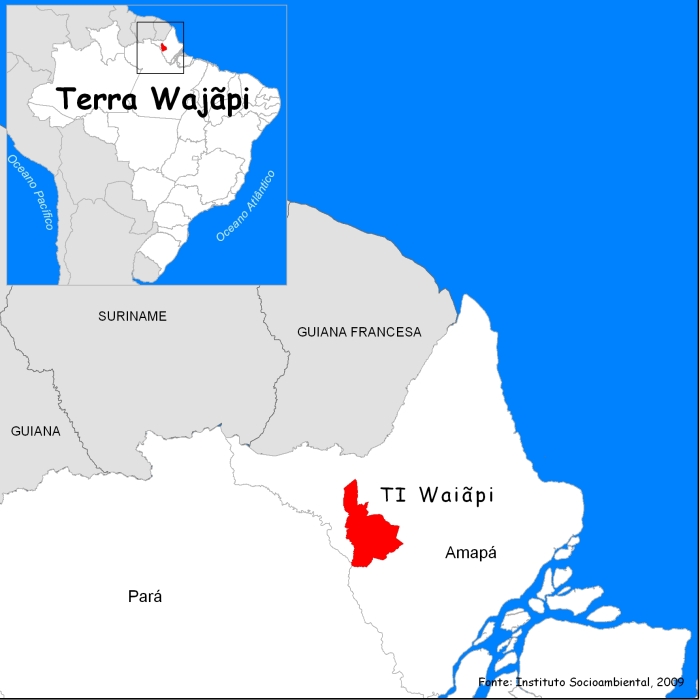 Localização da Terra Indígena dos Wajãpi. Fonte: Instituto Socioambiental, 2009.