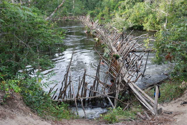 Barragem construída para auxiliar os Enawenê Nawê na pesca, Terra Indígena Enawenê Nawê, Mato Grosso. Foto: Vincent Carelli, 2009.
