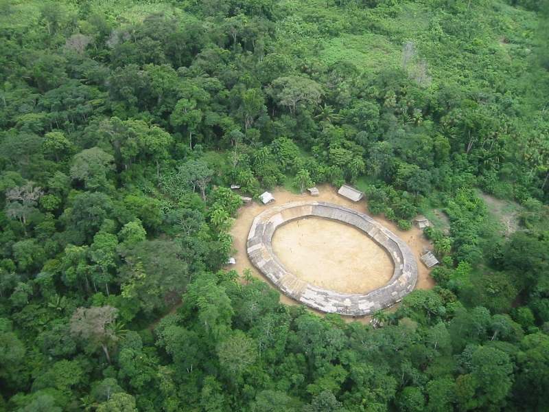 Vista aérea da aldeia Demini do povo Yanomami, Amazonas. Foto: Marcos Wesley/CCPY, 2005