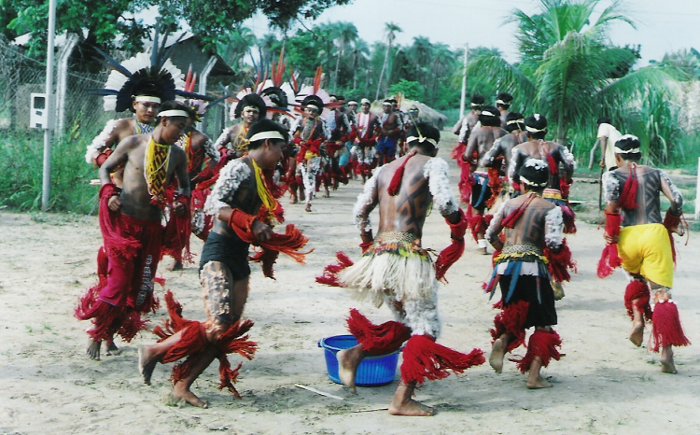 Cerimônia Iwèru Bèura do ritual de iniciação masculina (Hetohoky ou Casa Grande) - Aldeia Canoanã. Foto: Patrícia de Mendonça Rodrigues, 2006.