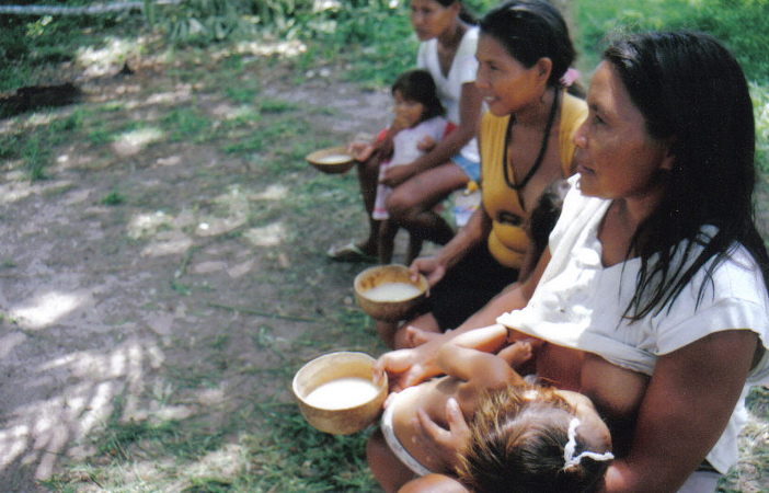 Mulheres bebendo Chicha. Aldeia Ricardo Franco, Terra Indígena Rio Guaporé. Foto: Nicole Soares Pinto, 2008